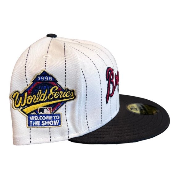 New Era Atlanta Braves Retro Pinstripe 59FIFTY Fitted Hat Cap White - Picture 4 of 7